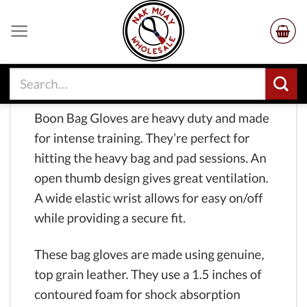 Boon Black Leather Bag Gloves Hand Made in Thailand, Boxing MMA Muay Thai, Small - Picture 9 of 12